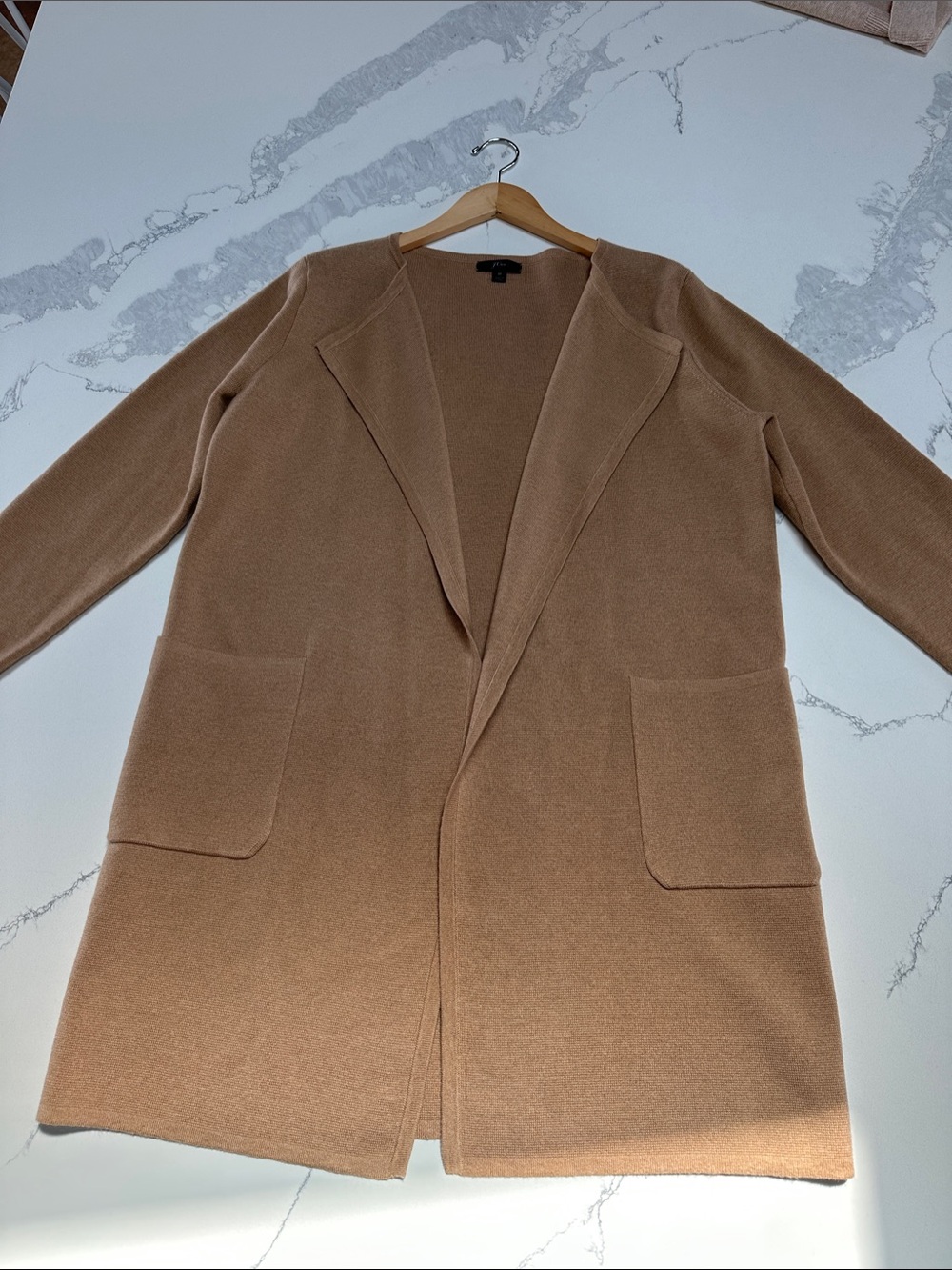 J. Crew Camel Brown Open-Front Knit Blazer
